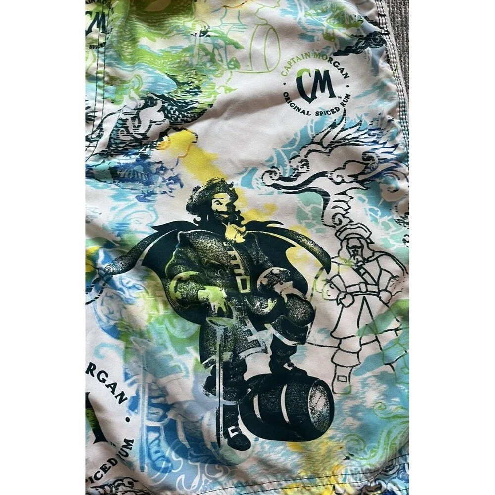 Captain Morgan Boardshort Mens 38 XL Drawstring Mesh Lined Swim Trunks